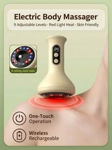 LEVIATECH 1pc Mini Smart Electric Body Massager With Heating, 9 Adjustable Intensity Levels, One-Touch Release, 1200mAh USB Rechargeable Portable Massager For Back, Waist, Arms & Legs, Home Relaxation Gift - Multicolor - View 10