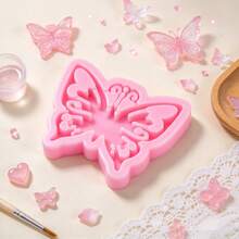 1pc 3D Hollow Butterfly Shaped Silicone Mold, Handmade Keychains, Hanging Decorations, Resin And Clay Products, Simple Demolding, Reusable Silicone Mold. - Pink - View 6