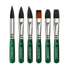 Bộ 6 cọ vẽ màu nước cán ngắn – Cọ lông sóc tổng hợp chuyên nghiệp dùng cho chi tiết acrylic và gouache – Bộ cọ vẽ du lịch tiện lợi, gồm cọ tròn, cọ filbert, cọ tạo vân, cọ tạo hình và cọ dẹt - Nhiều màu - Xem 13