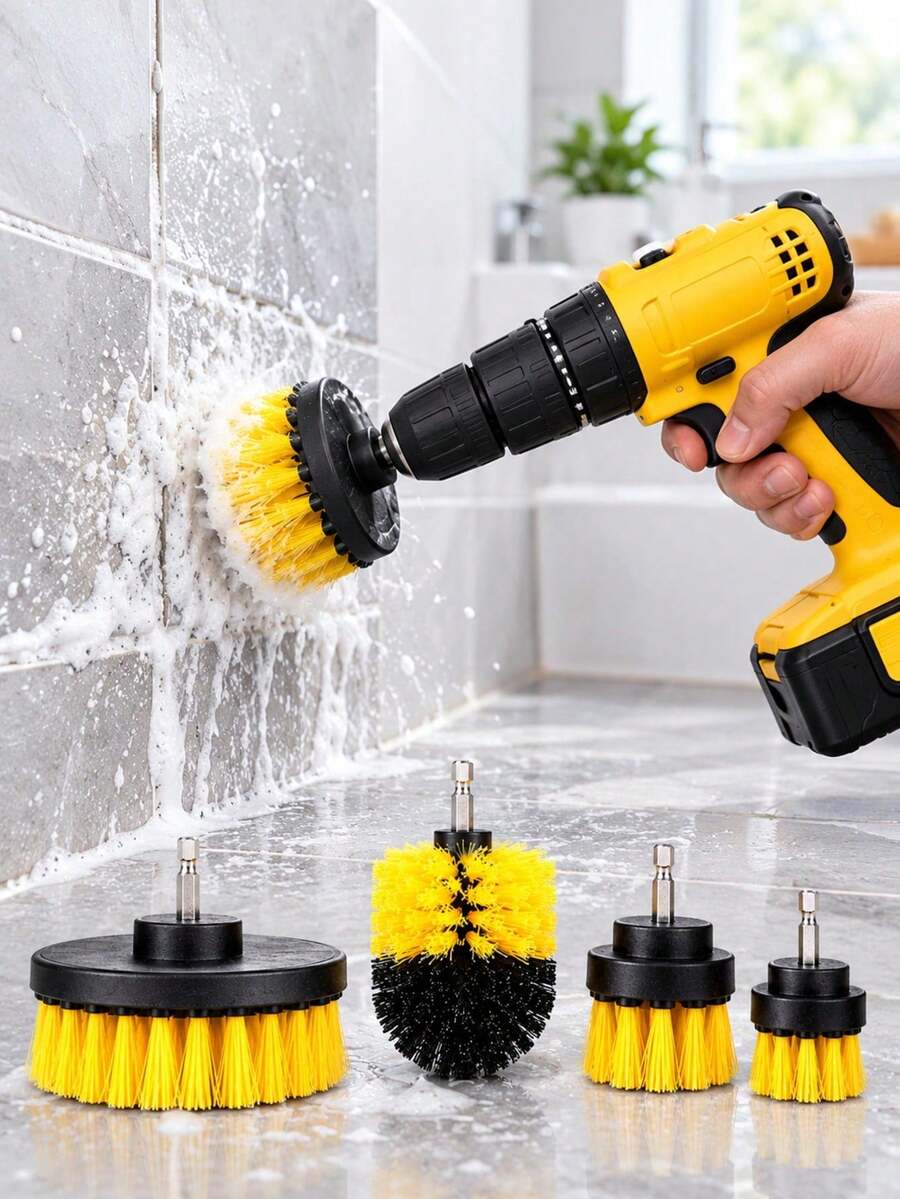 3pcs Drill Brush Cleaning Set, Multi-Surface Applicable, Nylon 2/3.5/4 Inch Brush Heads, 1/4 Inch Hex Shaft; Suitable For Bathroom Tiles, Car Rims, Garage Floors, Grout, Carpets, Mats And Pool Steps - Multiple Styles - View 1