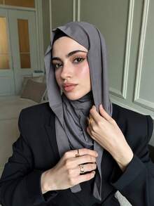 1pc Women's Solid Color Balaclava Headscarf With Back Drawstring, 3-In ...