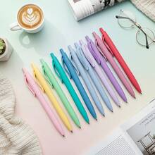10-15pcs Morandi Candy Color Retractable Ballpoint Pens, Black Ink, 1.0mm Tip, Random Colors, For Journaling, Office, Daily Study, Aesthetic And Smooth Writing Stationery - Multicolor - View 9