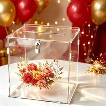 Premium Customized Transparent Acrylic Wedding Card Box, Crystal Clear Texture, High-End And Elegant, Pressure-Resistant, Shatterproof, Sturdy And Durable, Romantic Atmosphere, Suitable For Wedding Banquets And Thank-You Parties, Used To Collect Guest Greeting Cards And Red Envelopes, Creating An Exquisite And Romantic Wedding Welcome Decor - 1PC - View 2