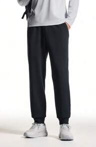 Anta Men's Knitted Straight-Leg Joggers, Soft Stretchy Casual Sports Pants For Daily Commute - Black - View 3