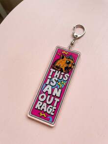1pc/3pcs Donut Fat Cat Acrylic Keychain, Retro Cartoon Style Long Key Ring, Funny Cat Quote Bag Pendant, Gift For Cat Lovers - Multicolor - View 8