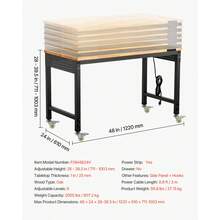 48-Inch Adjustable Workbench, 2000 Lbs Load, Work Bench With Power Outlet, Wheels, And Pegboard, Heavy Duty Oak Wood Top Work Table For Garage, Workshop, Office, And Home - 48 X 24 In - View 11