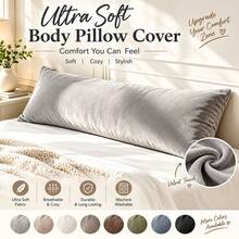 1PC Velvet Long Pillowcase, 20x54 Inch Soft Plush Sleeping Pillow Cover With Zipper, Long Bed Pillow Protector Case, Pillow Insert Not Included - Beige - View 14