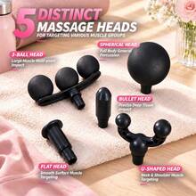1pc Handheld Massage Gun, Personal Fascia Gun, 5 Interchangeable Heads, 6 Speed Levels, 800mAh, Handheld Vibrating Massager, Suitable For Home, Office, Sports, Leisure And More Occasions, Best Gift For Family And Friends - Multicolor - View 5