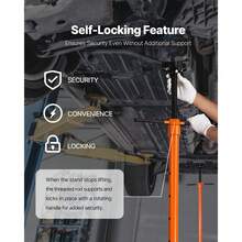 Underhoist Support Stand, 3/4 Ton Capacity Under Hoist Jack Stand, Lifting From 38.4 To 75.4 In, Bearing Mounted Spin Handle, Self-Locking Threaded Screw, Two Wheels, Support Vehicle Components - 3/4 Ton - View 5
