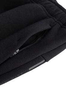 Anta Men's Knitted Straight-Leg Joggers, Soft Stretchy Casual Sports Pants For Daily Commute - Black - View 7