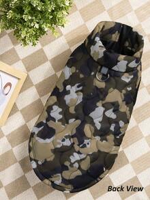 1 Piece Camel Camouflage Print Gourd Quilted Cotton Dog Coat With Belly Zipper, Washable Pet Jacket For Small, Medium, And Large Dogs, Suitable For Indoor And Outdoor Wear - Camel - View 7