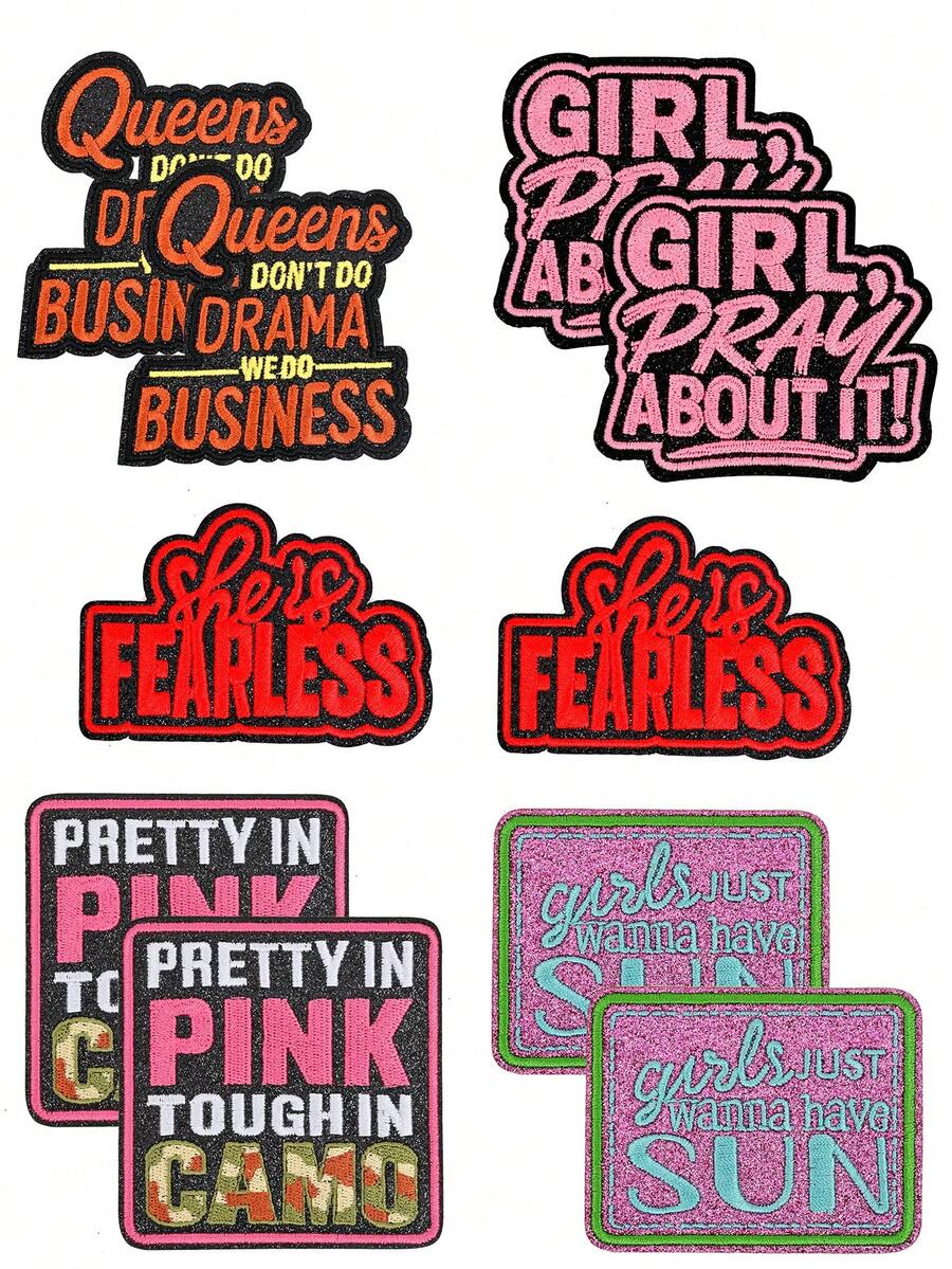 10pcs Women's Inspirational Theme Iron-On Patches, Suitable For Truck Driver Hats, Jackets, Bags, Backpacks, Essential Embroidery Decorative Patches For Small Business Entrepreneurs