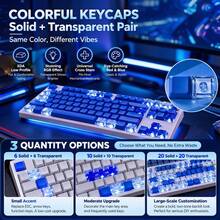 XDA Keycap Set Solid And Transparent Pair Red Blue 12 20 40Pcs Cross Stem PC Material For Mechanical Keyboard Decoration Gaming Setup And Typing Upgrade - View 5