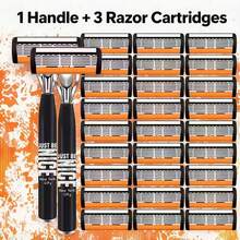 2 Packs Black Handle Manual Razor Set For Men, 6-Layer Stainless Steel Floating Blades, Reusable Hand Shaver Kit For Smooth Close Clean Shaving - Multicolor - View 8