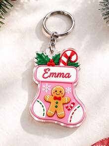 Personalized Christmas Stocking Keychain, Custom Holiday Keyring, Christmas Gift For Coworkers, Stocking Stuffer - Multicolor - View 7