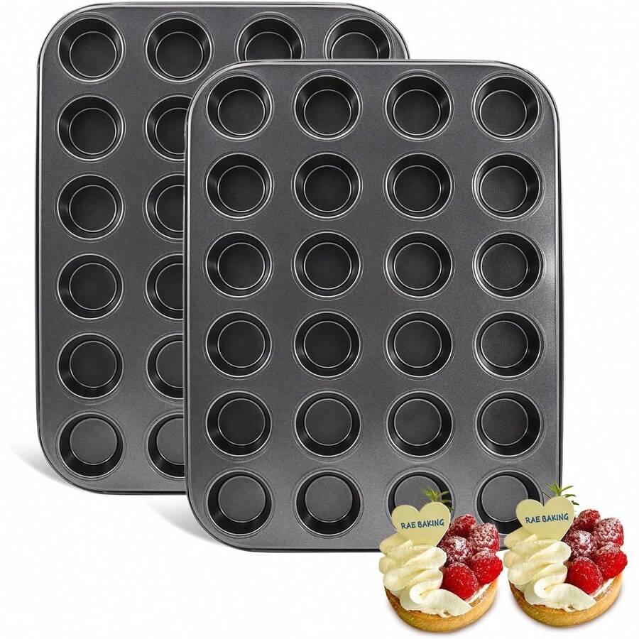 Nonstick 24 Cups Mini Muffin Pan With Extended Handles For Easy Grip, Carbon Steel Steel To Promoted Even Baking - Multicolor - View 1