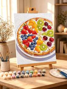 DIY Delicious Fruit Pizza Palette (Frameless Or Framed) Paint By Numbers Kit(Acrylic) Arts & Crafts For Adult Beginners Home Wall Decor Holiday Gifts - Sets - View 4