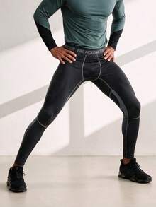 Driftmere Men's Compression Pants With Thermal Lining, High Elasticity, Quick Dry, Thick Cropped Bottoms For Sports, Running, Basketball,Winter Black Fall - Black - View 1