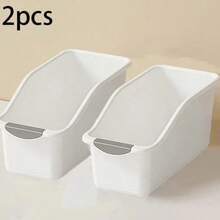 1pc Curved Design Storage Bins - Heavy Duty Plastic Organizer Containers, White Space-Saving Under Sink/Cabinet Storage Bins - Suitable For Cleaning Supplies, Home Essentials And Kitchen/Bathroom Storage (No Assembly Required) - A - View 13