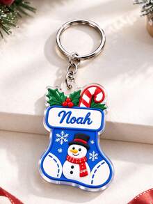 Personalized Christmas Stocking Keychain, Custom Holiday Keyring, Christmas Gift For Coworkers, Stocking Stuffer - Multicolor - View 11