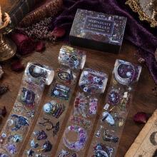 4Roll/Set Christmas Witch Fantasy Forest PET Washi Tape Pre-Cut Winter Holiday Gothic Fairy Tale Decorations Transparent Masking Tape For Stickers Scrapbooking Journal Diary Decoration Aesthetic Stationery - 4Roll/Set - View 6