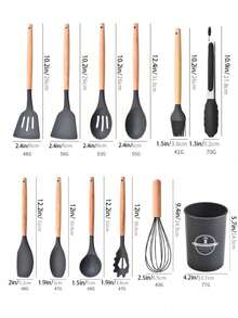 12pcs Silicone Spatula & Spoon Set, Non-Stick Silicone Spatula, Heat-Resistant Silicone Spatula, Household Silicone Kitchen Utensil Set, Compact Spatula, Slotted Spatula, Spoon, Compact Spatula, Slotted Spatula. Spatula - Multicolor - View 4