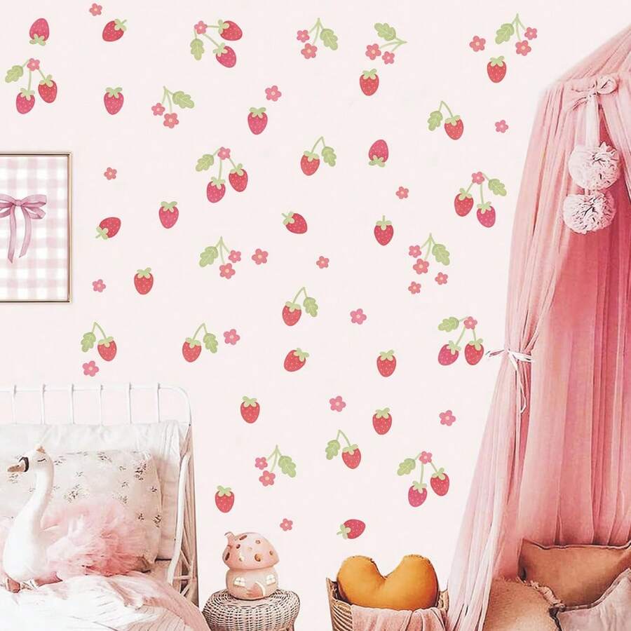 1pc Watercolor Fruit Strawberry Wall Stickers Decals For Kitchen Bedroom Bathroom Living Room Home Wall Decor - S864 - View 1