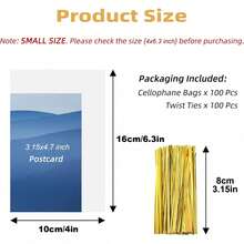 100个3.15x4.7英寸和4x6.3英寸棒棒糖透明玻璃纸袋（带扎带），适用于蛋糕棒棒糖和棒棒糖包装 - 無色 - 查看 10