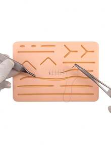 Medical Student Nurse Suture Pad, Simulated Blood Vessel Skin Silicone Module Simulated Human Surface Skin Module With Wounds, For Practicing Suturing - Not Easy To Separate, Tear Or Rip (With Non-Slip Base) - Set - View 1