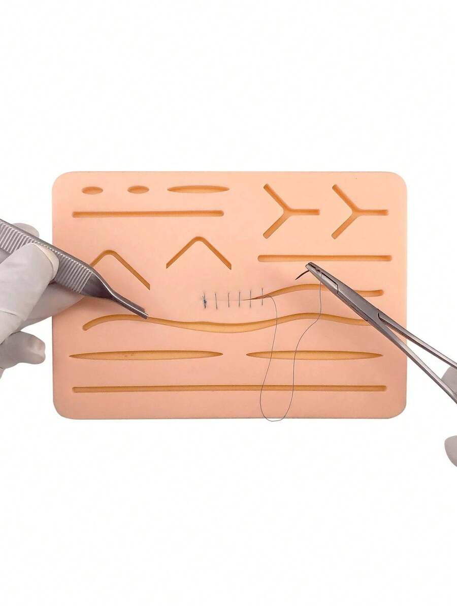Medical Student Nurse Suture Pad, Simulated Blood Vessel Skin Silicone Module Simulated Human Surface Skin Module With Wounds, For Practicing Suturing - Not Easy To Separate, Tear Or Rip (With Non-Slip Base) - Set - View 1