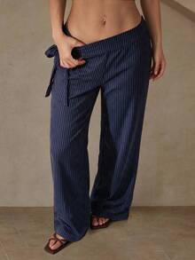 Women's Striped Casual Daily Wear Long Pants - Multicolor - View 2