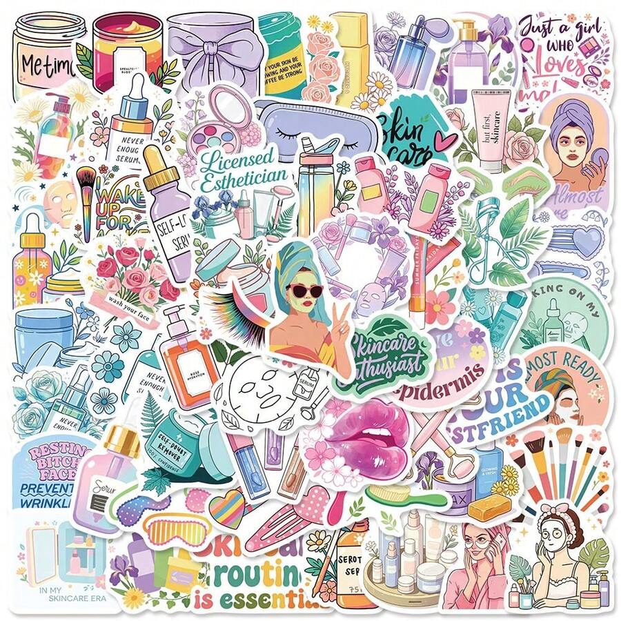 60pcs Skincare Makeup Stickers, Cute Aesthetic Esthetician Vinyl ...