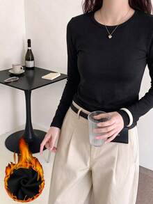 Women's Daily Round Neck Long Sleeve Casual Spring/Fall/Winter Crew-Neck Sweatshirt Tops For Women - Black - View 1