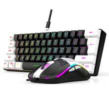 7KEYS Wired Keyboard And Mouse Combo Set, 61-Key Membrane Keyboard With Dual-Color Injection Keycaps, Optical Mouse, Colorful Backlight, USB Plug And Play - View 1