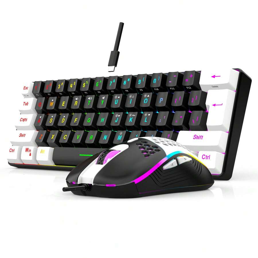 Combo de Teclado e Mouse com Fio 7KEYS, Teclado de Membrana de 61 ...