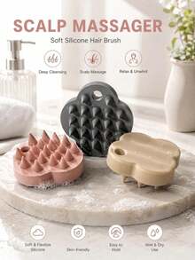 All-In-One Clover-Shaped Silicone Scalp Massage Brush, For Scalp Cleansing And Massage, Suitable For Wet And Dry Use, Compact Portable Travel Comb Massage Brush - View 1