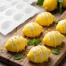 6-Cavity Lemon Silicone Mold, 3D Fruit Shape Baking Mold - Non-Stick Easy Release For Mousse Cake Chocolate Pudding Jelly Dessert (Lemon) - Multicolor - View 6