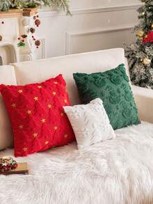 1pc Christmas Embroidered Decorative Pillow Cover, Suitable For Living Room, Bedroom, Home Christmas Decoration, Autumn & Winter - Green - View 7