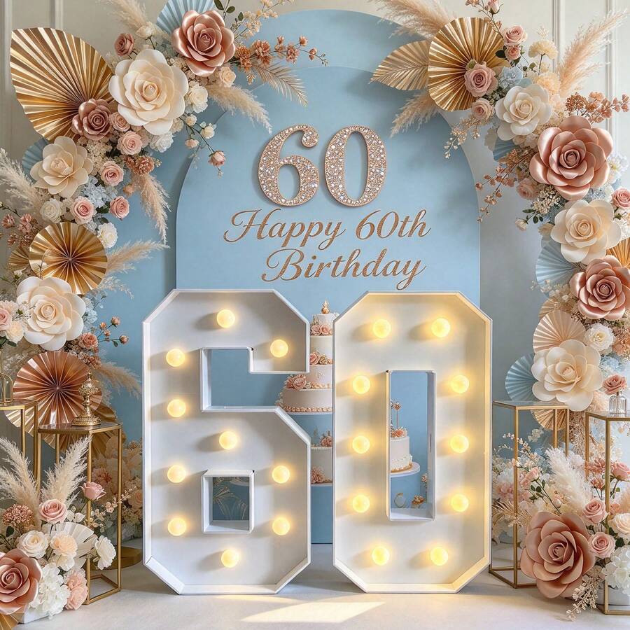 2Pcs 73cm Giant Marquee Number 60 Frame, KT Cardboard DIY Assembly ...