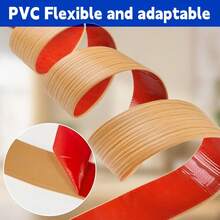 1pc 1.96x39.37in Self-Adhesive PVC Floor Trim Strip, Flat Divider Transition Strip, Wood Grain Design, Suitable For Composite Flooring Gaps And Doorway Transitions - A - View 6