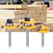 3-Piece Stile Router Bit Set, 45° Router Bit + 3-Tooth T-Shaped 1/4" Shank Wood Cutting Tool - A - View 2