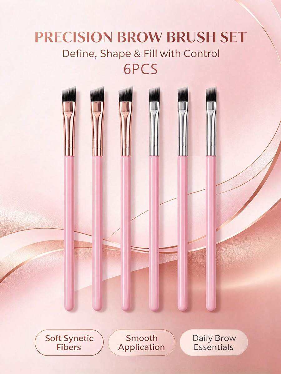 6Pcs Angled Eye&Brow Makeup Brush Set, Multi-Use Tools For Eyebrow ...