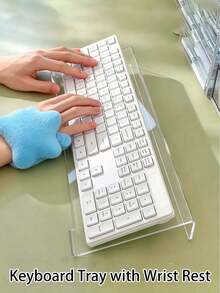 Acrylic Keyboard Stand 15° Inclined Wrist Support Design Transparent Minimalist Keyboard Desktop Extension Stand Stable Ergonomic Keyboard Tray For Typists Employees Home Office Typing Work - Multicolor - View 1