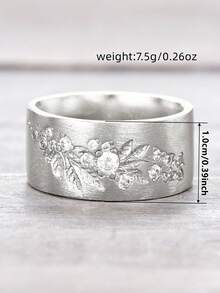1pc Elegant Cubic Zirconia Ring For Women, Wedding Engagement Party Jewelry, Valentine's Day Gift - Silver - View 8