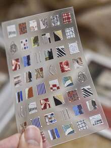 1 Sheet Embossed Nail Stickers, Self-Adhesive Korean Style Ins Art Collage Color Block Texture Painting Nail Decals, Minimalist Aesthetic Nail Art Decorations For DIY Manicure - Multicolor - View 10
