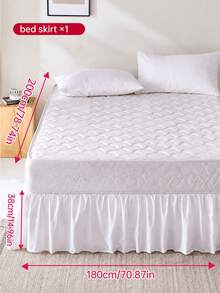 1pc Ruffle Bed Skirt, 15 Inch Drop, Easy Installation, Non-Slip Super Soft Bed Cover With Platform, Romantic Style, Suitable For Home Bedding And School Dorm, Machine Washable - White - View 15