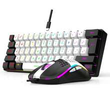 7KEYS Wired Keyboard And Mouse Combo Set, 61-Key Membrane Keyboard With Dual-Color Injection Keycaps, Optical Mouse, Colorful Backlight, USB Plug And Play - View 2