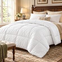 White Polyester Fiber Quilted Comforter, Soft Bedding Duvet Insert, Available In 150x200cm, 200x220cm And 240x220cm Sizes, Comfortable Bedspread - White - View 4