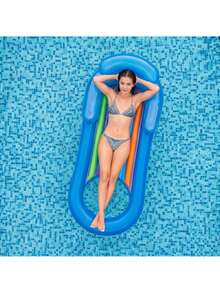 Inflatable Pool Lounge Mattress With Backrest, Leg Opening And Multicolor Design, Durable PVC, 155 * 80 Cm, Lightweight, Easy To Inflate And Fold, For Comfortable Relaxation At The Beach, Pool Or Lake - Pool Lounge Mattress - View 7