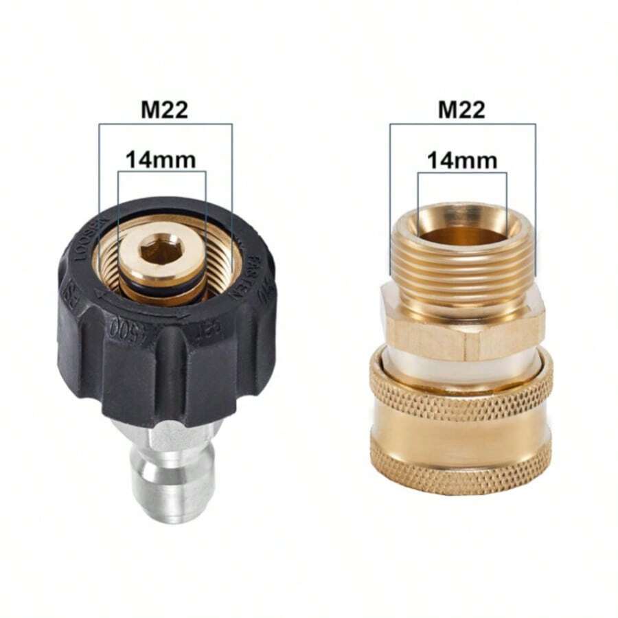 Đầu nối nhanh M22 14/15mm cho máy rửa xe áp lực cao, đầu nối ống 1/4 inch cho súng rửa xe và kết nối ống dẫn nước - M22-14mm - Xem 1